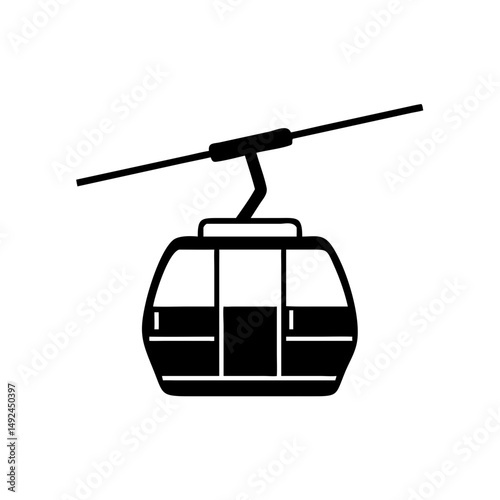 Simple Black Gondola Silhouette Image. for  Adventure Ride, and Cableway Designs or Tourist Travel Design
