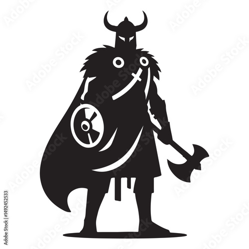 Viking warrior silhouette vector illustration a medieval fantasy theme