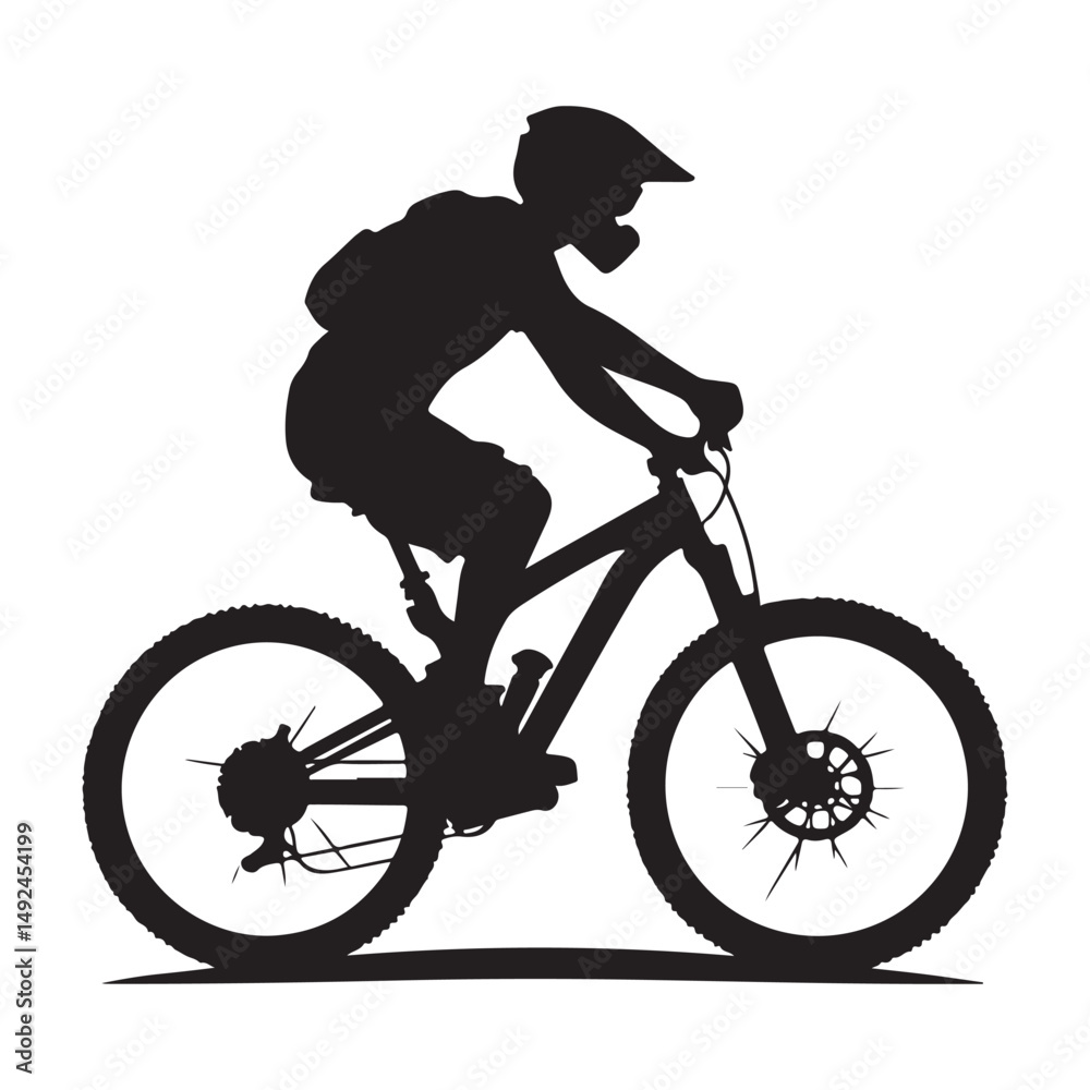 Naklejka premium Mountain Biker Silhouette Extreme Adventure Sport Illustration Design Element