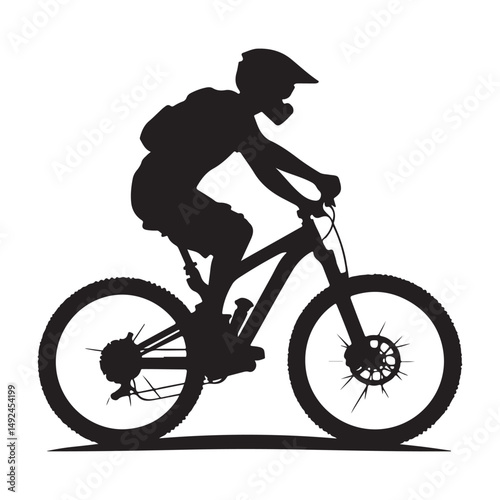 Mountain Biker Silhouette Extreme Adventure Sport Illustration Design Element