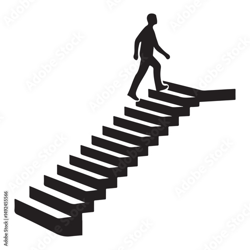 Silhouette of a person walking upstairs vector illustration graphic