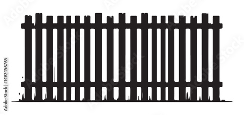 Simple Silhouette of Wooden Fence for Garden or Boundary Designs