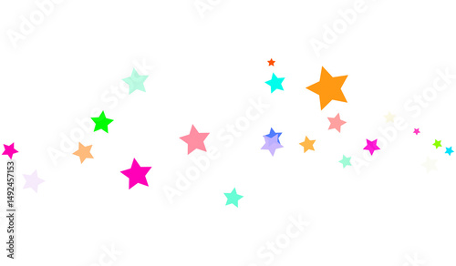 Bright Multicolor Star Line PNG - Vibrant Neon Decorative Strip with Transparent Background