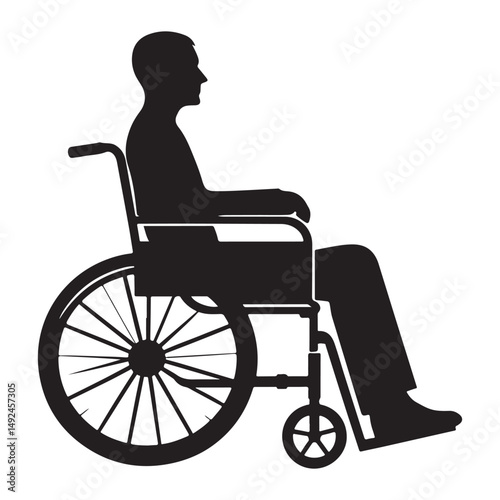 Silhouette Man in Wheelchair Vector Illustration Accessibility Inclusion Design