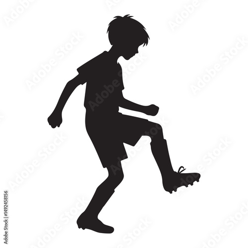 Young Footballer Skillfully Practicing with Soccer Ball for the Game
