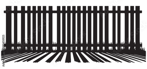 Silhouette Picket Fence and Grass Vector Illustration Graphic Design