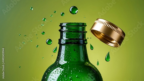 Golden cap soaring over green cold bottleneck