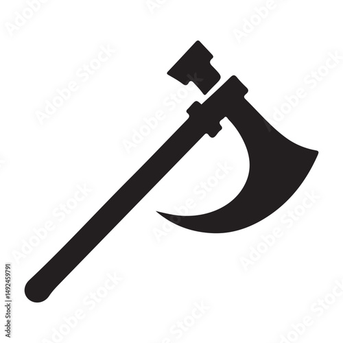Single Bit Broad Axe Silhouette Vector Illustration for Historical Reenactment