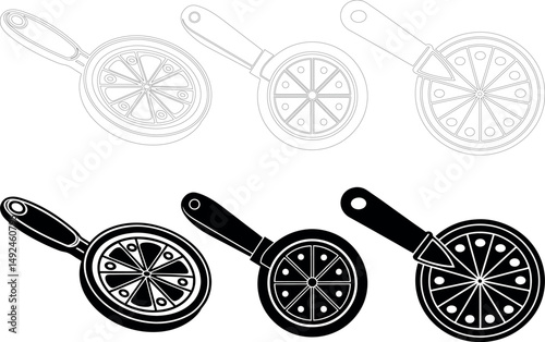 Citrus squeezer tool in black and white line art style