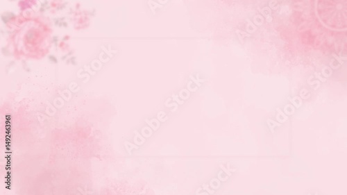 Wedding invitation card featuring pink flowers and mandala animation on pink watercolor.