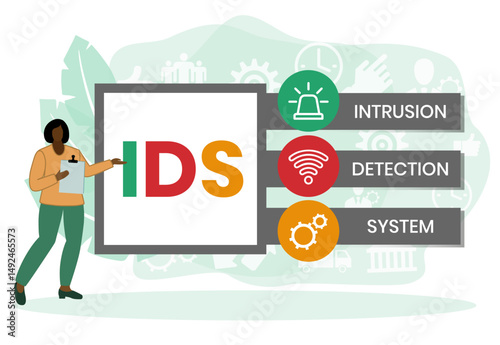 IDS - Intrusion Detection System acronym. business concept background. vector illustration concept with keywords and icons. lettering illustration with icons for web banner, flyer, landing page