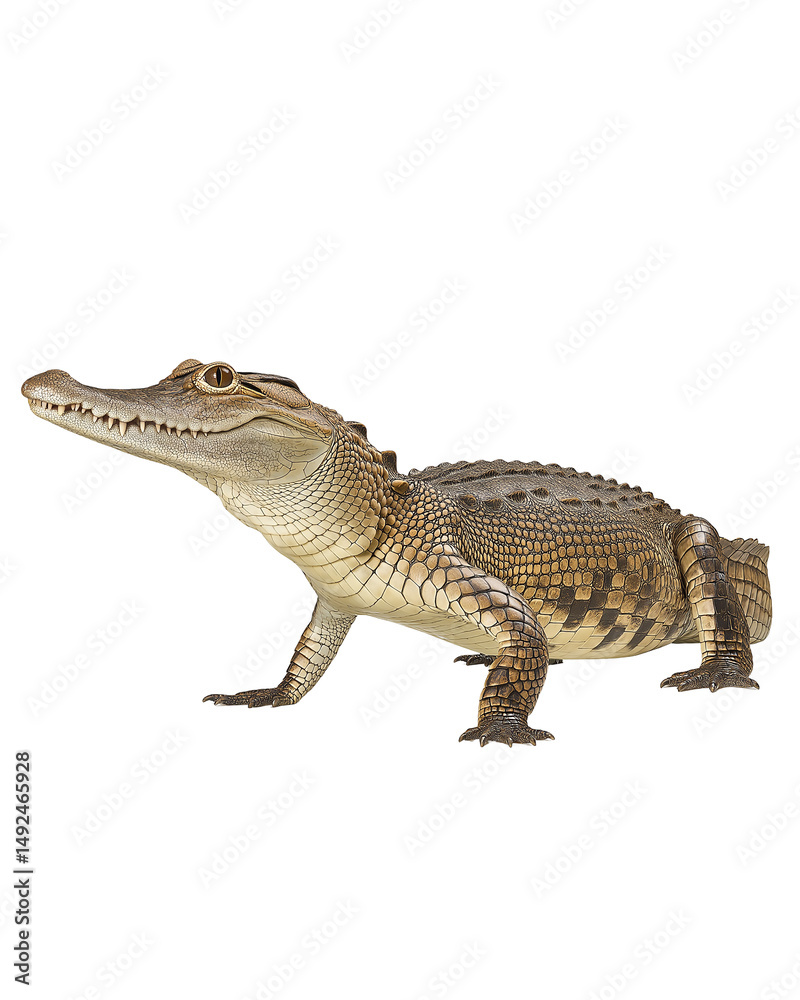 Naklejka premium Resilient Alligator in Nature's Embrace: Capturing the raw essence of a captivating alligator in its natural habitat, exuding resilience and survival. The image brings a powerful message.