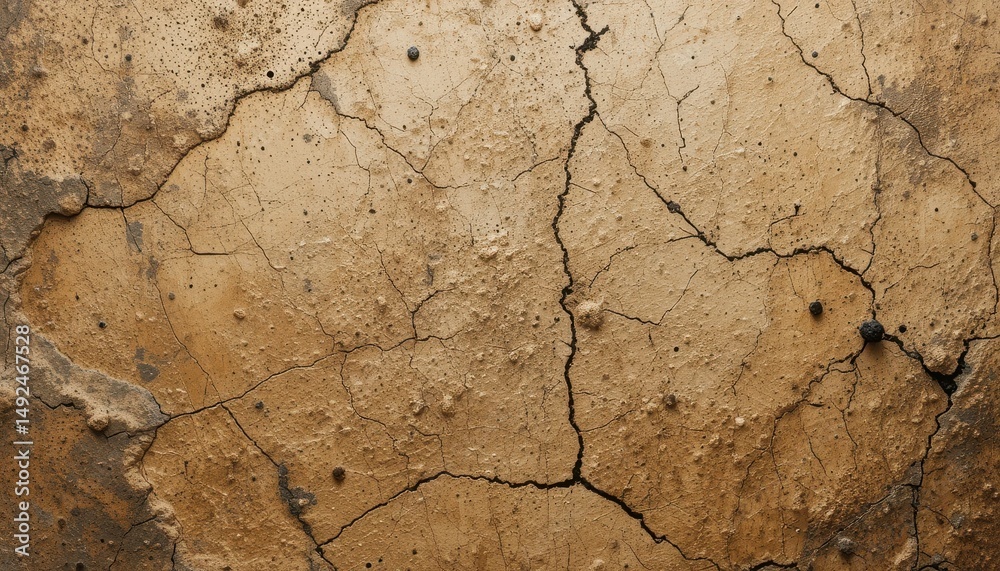 Fototapeta premium Ancient Weathered Rock Surface Sepia-toned Texture with Cracks