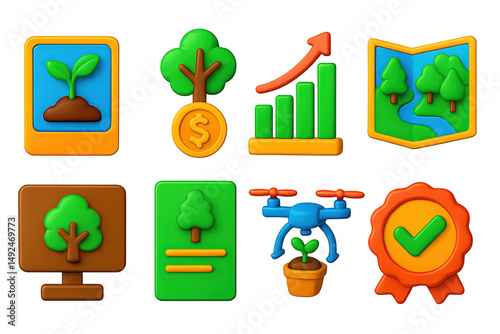 Eco-friendly growth concept with digital icons for environmental design