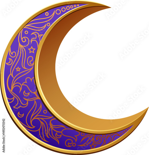 illustration of Eid Mubarak (Happy Eid) background with glossy moon