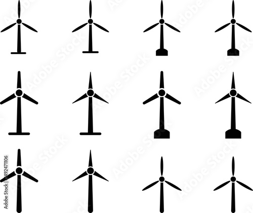 wind turbine icon set. renewable energy icons. environment button. Eolic energy sign. Electricity symbol. Windmill signssssss
