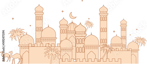 Illustration of Ramadan Kareem (Generous Ramadan) greetings for Islam religious festival Eid