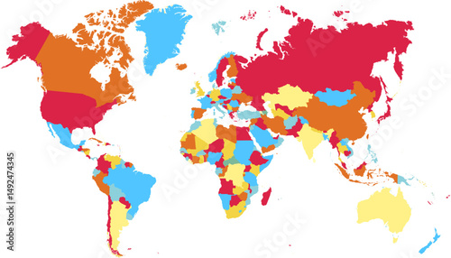 World map. Color modern vector map. Silhouette map.	