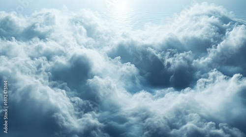 Tapety artystyczne White and blue fluffy cloudscape