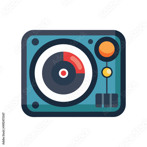 Flat and Minimal Dj turntable music mixer djing logo vector illustration isolated on white background