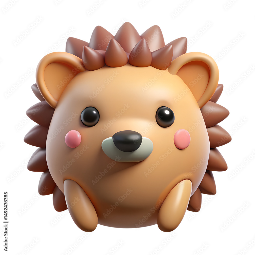Fototapeta premium Adorable 3d render of a cute cartoon hedgehog