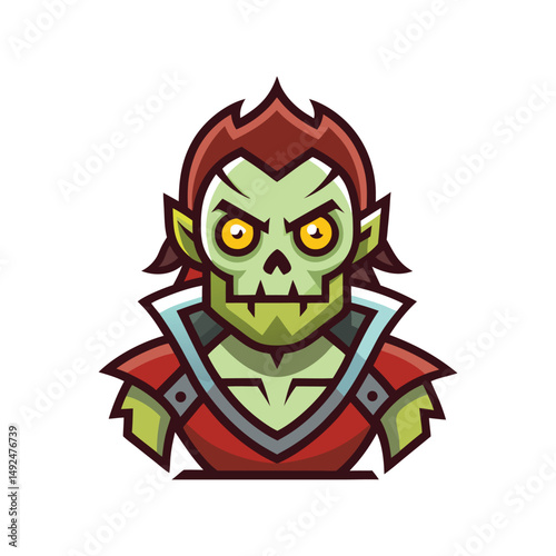  Minimal cartoon zombie logo vector illustration on white
