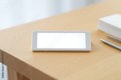 Blank Phone Mockup Wooden Desk