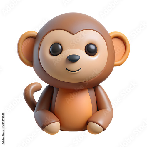 Adorable 3d rendered baby monkey cartoon character