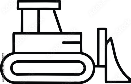 Bulldozer Icon Line Art Construction Vehicle