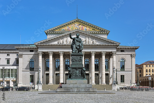 National Theater and Max I Joseph Monument on Max-Joseph-Platz in Munich, Germany