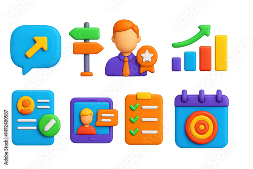 Business management and communication icons for digital design projects