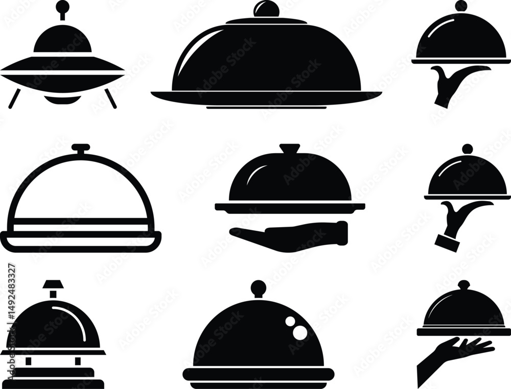 Fototapeta premium Restaurant Cloche Eps, Vector File Black and White