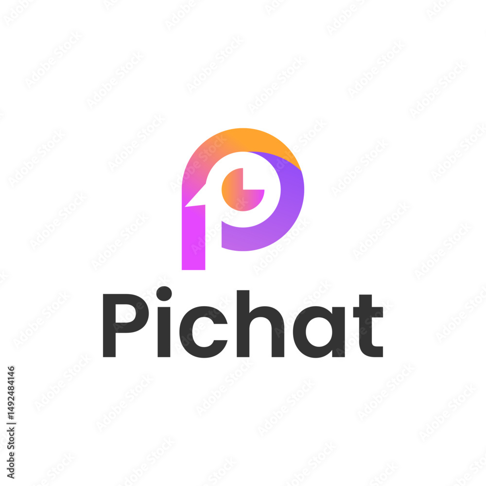Fototapeta premium Modern P chat Icon logo design template