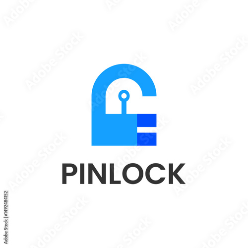 p lock and security icon logo design template