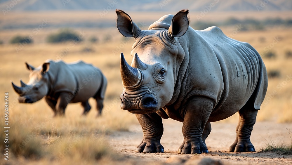 Obraz premium Majestic rhinoceros standing proud in the wild