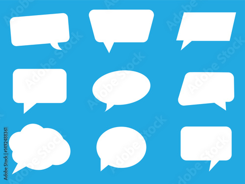 Set of speech bubbles. Speak bubble text, cartoon chatting box, message box. Blank empty vector white speech bubbles vector illustration on white background