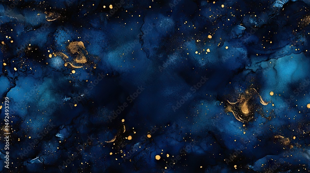 Obraz premium Deep space nebulae artistry with gold accents.