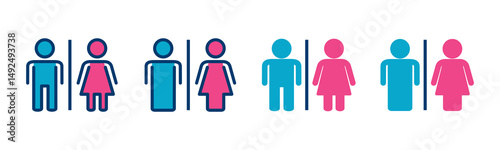 Toilet icon vector isolated on white background. Toilet sign. Man and woman restroom sign vector. Male and female icon