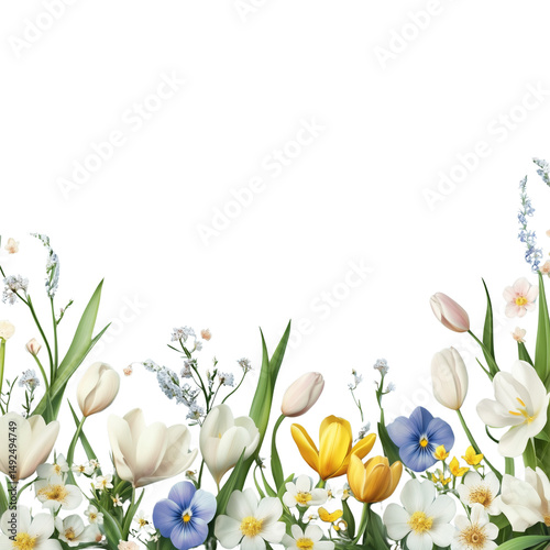 frame of flowers on transparent png background