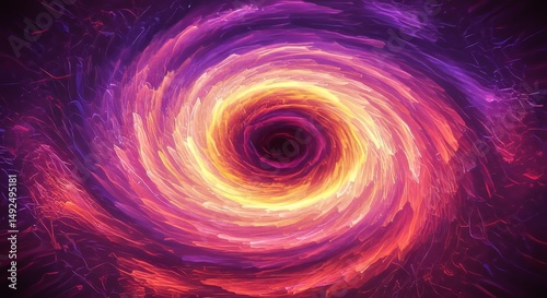 Abstract Swirling Vortex of Vibrant Purple Orange and Yellow Hues