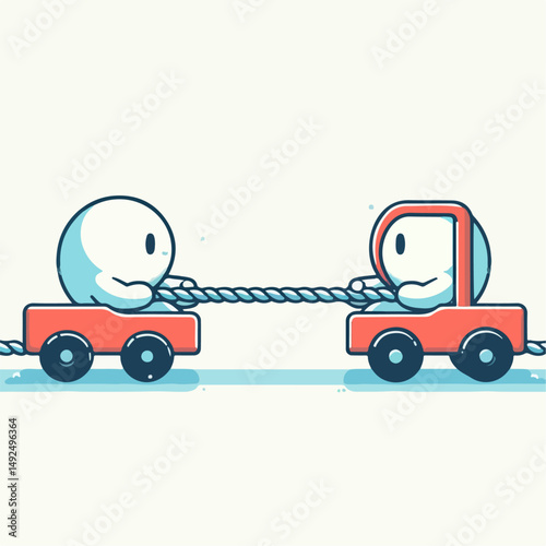 illustration of people competing in tug of war rope 