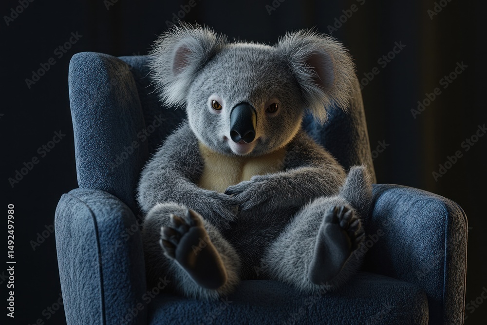 Koala sitting in a chair