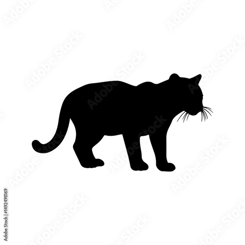 Ocelot silhouette icon vector flat design on white background.
