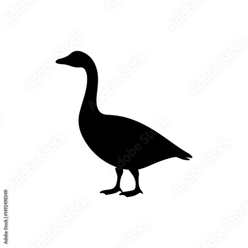 Goose silhouette icon vector flat design on white background.