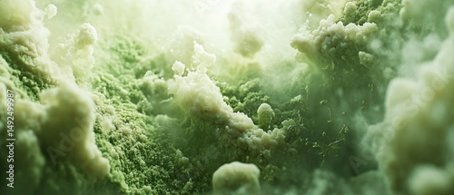 Obraz na płótnie Abstract green substance with white foam w salonie
