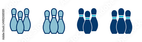 Bowling game Pin Icon vector isolated on white background. Bowling icon, ball and pin
