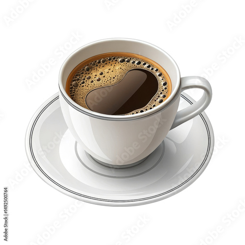 Coffee Cup Illustration  White Cup with Black Coffee, Isolated on Transparent Background, Coffee, Beverage, Drink