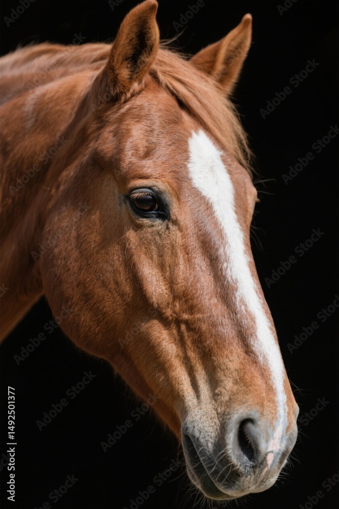 Fototapeta premium there is a brown horse with white spots on it ' s face