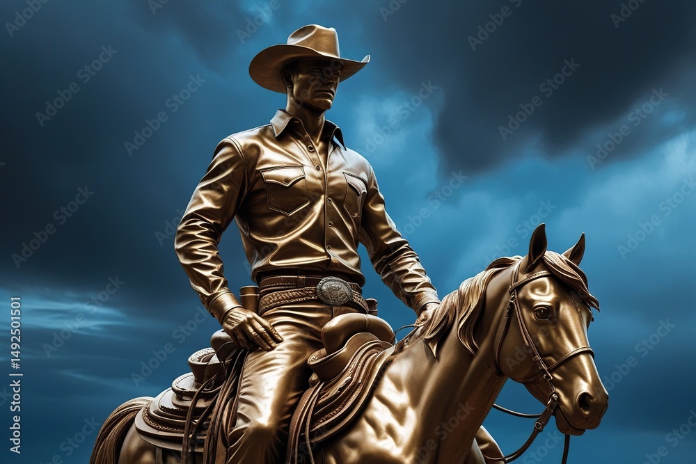 Obraz premium Western Statue: Cowboy on Horse