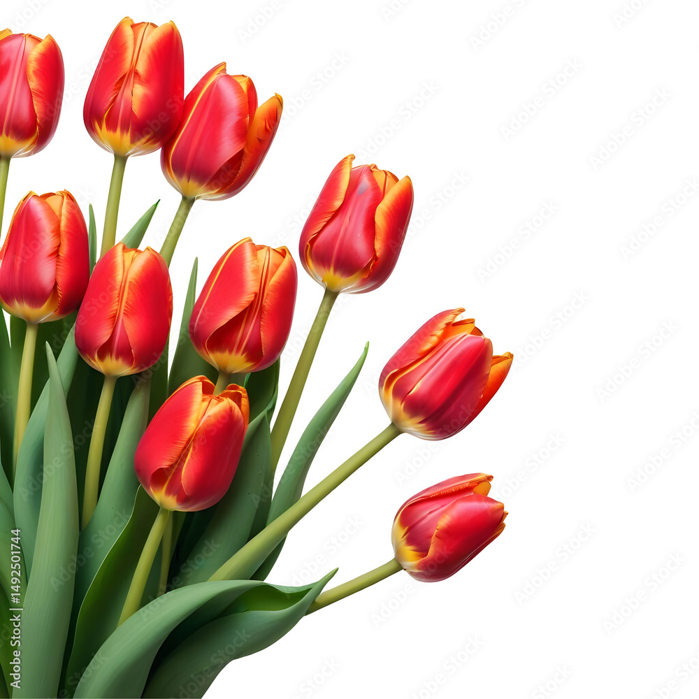 Vibrant Bouquet of red Tulips on Transparent Background Vibrant Bouquet of red Tulips on Transparent Background
